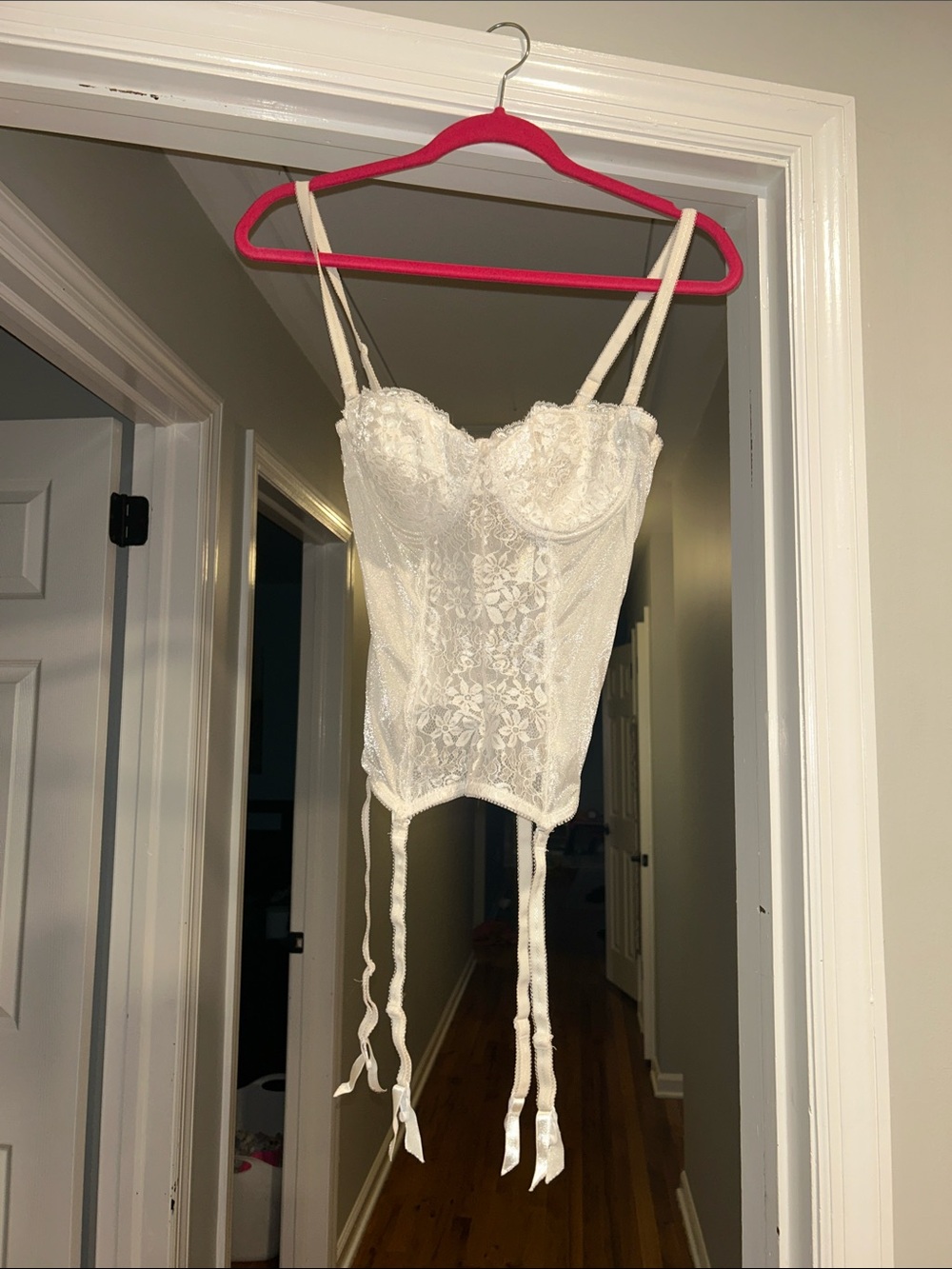 Women's White Lace Bustier Corset with Garter Straps